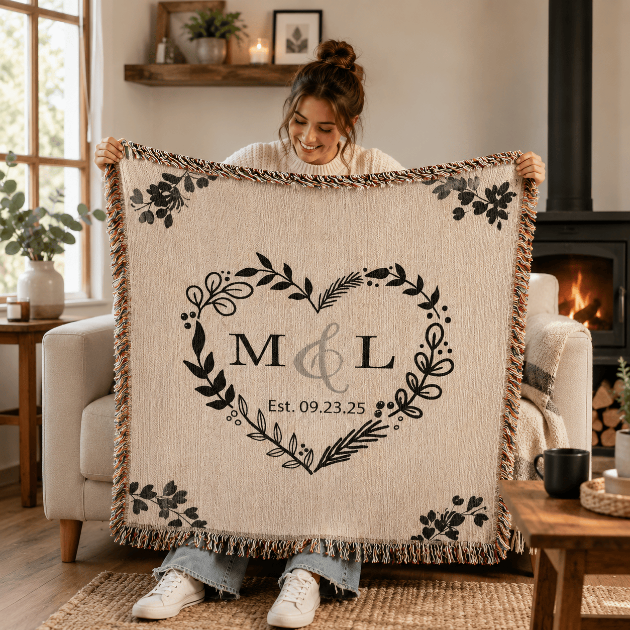 Anniversary Gift for Wife Personalized Woven Blanket Blankets