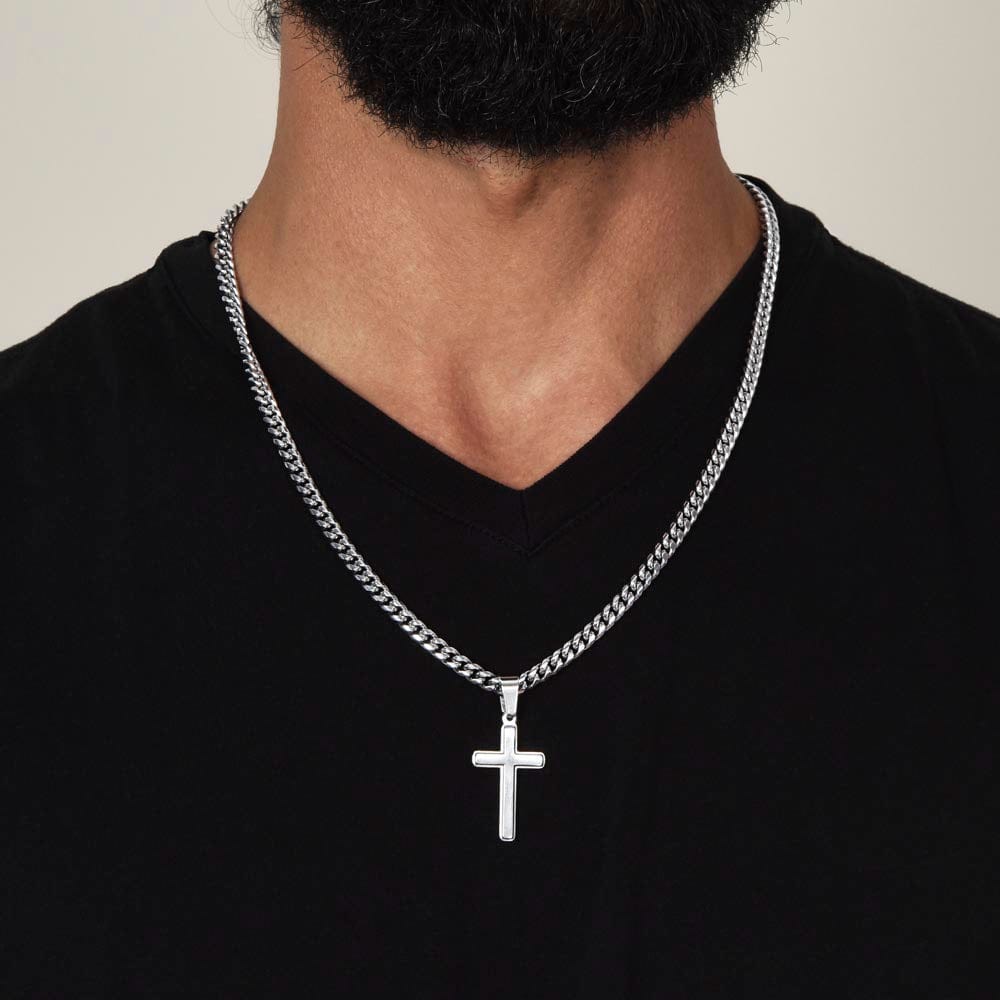 Dad Gift From Son,"Always My Hero", Cuban Cross Jewelry