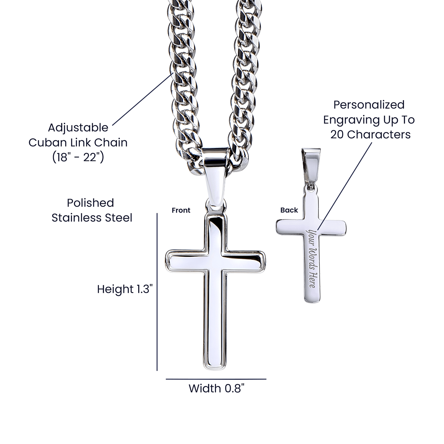 Dad Gift From Son, "Never Forget", Cuban Cross Jewelry