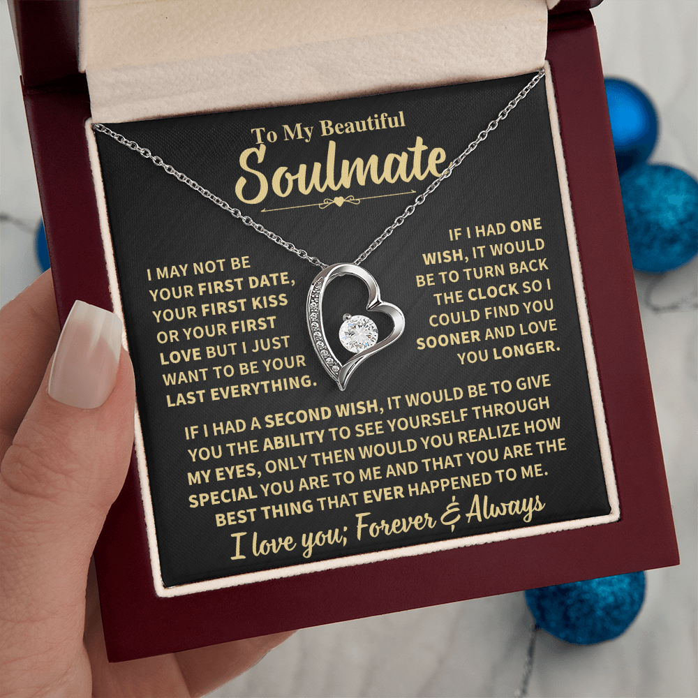 To My Soulmate Gift,"Forever and Always" Heart Necklace Jewelry