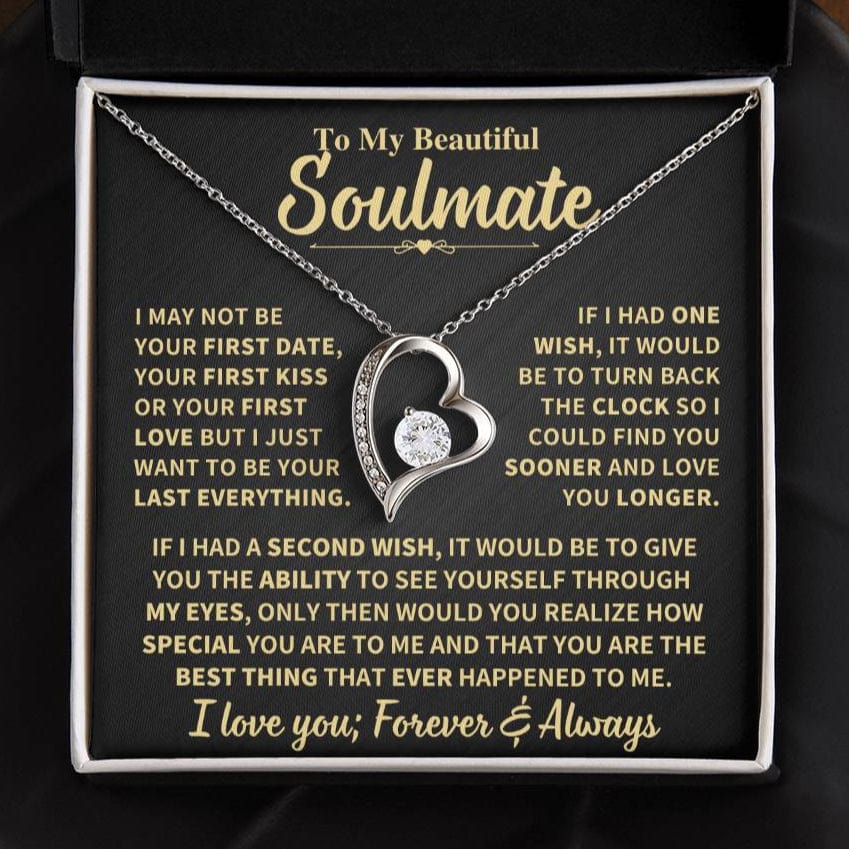 To My Soulmate Gift,"Forever and Always" Heart Necklace Jewelry