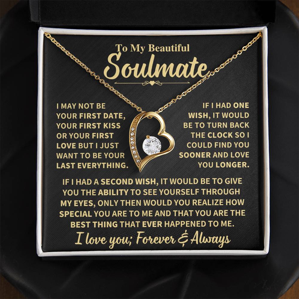 To My Soulmate Gift,"Forever and Always" Heart Necklace Jewelry