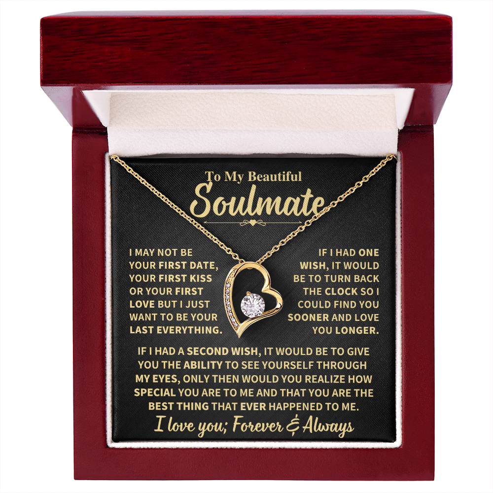 To My Soulmate Gift,"Forever and Always" Heart Necklace Jewelry