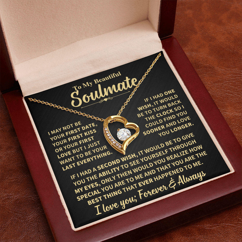 To My Soulmate Gift,"Forever and Always" Heart Necklace Jewelry