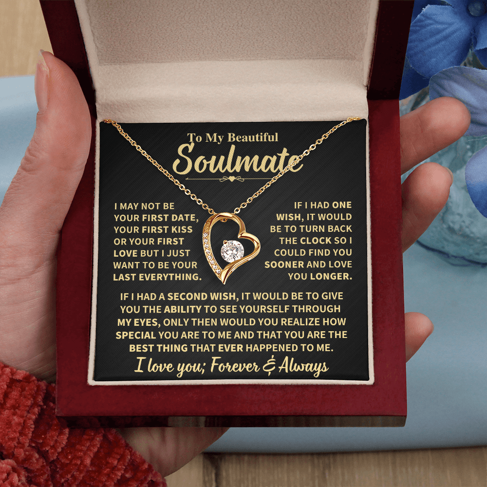 To My Soulmate Gift,"Forever and Always" Heart Necklace Jewelry