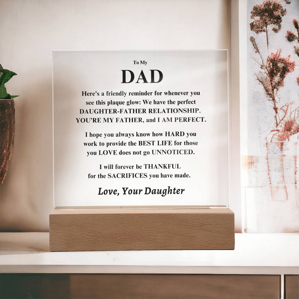 Dad Gift, From Daughter plaque