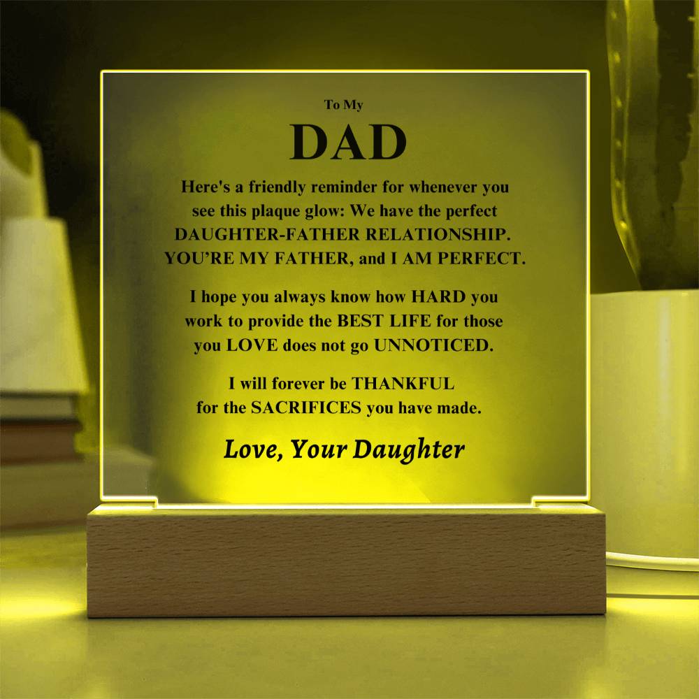 Dad Gift, From Daughter plaque