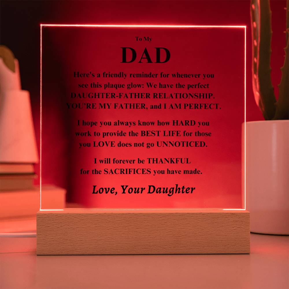 Dad Gift, From Daughter plaque