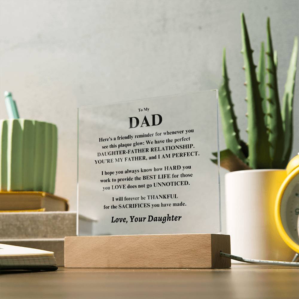Dad Gift, From Daughter plaque