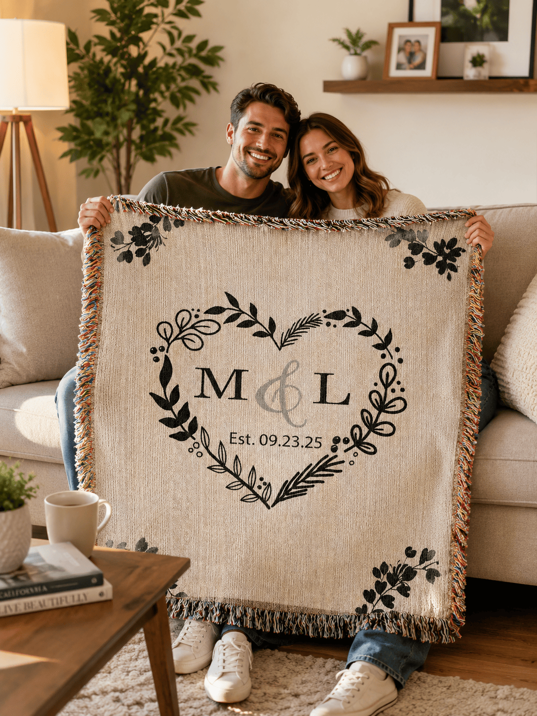 Anniversary Gift for Wife Personalized Woven Blanket Blankets