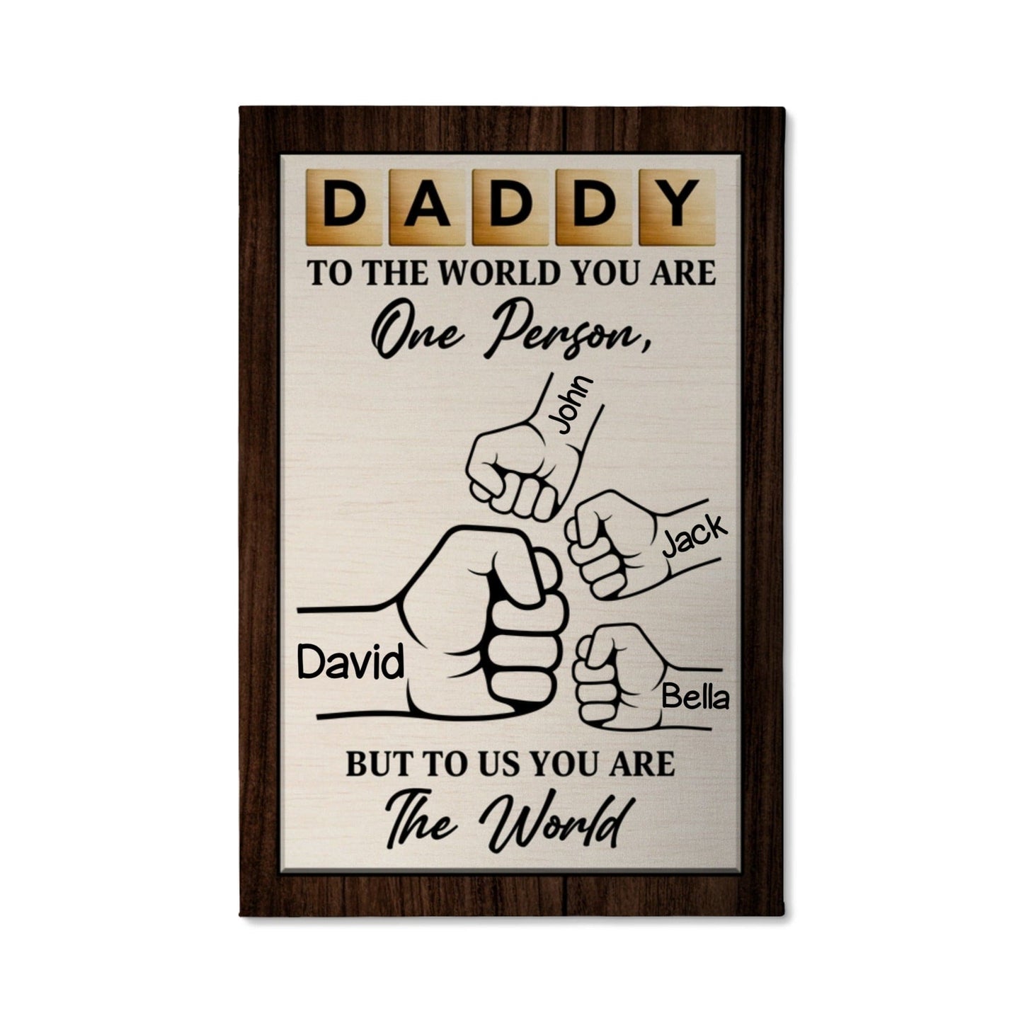 Personalized Daddy's Team Wall Art Canvas, Custom Fist Bump Family Hand Canvas, Custom Gifts For Dad, Happy Father's Day Gift 2025 Canvas