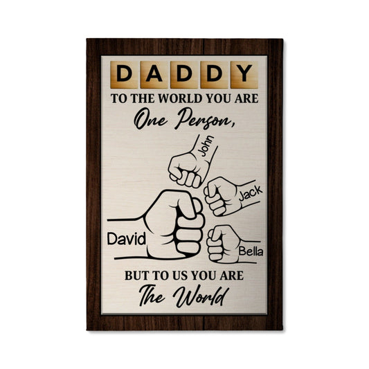 Personalized Daddy's Team Wall Art Canvas, Custom Fist Bump Family Hand Canvas, Custom Gifts For Dad, Happy Father's Day Gift 2025 Canvas