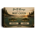 Personalized Fishing Couple Canvas, Best Catch Custom Wall Art, Fishing Gift for Couples Canvas