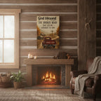 Anniversary gift canvas with vintage red truck