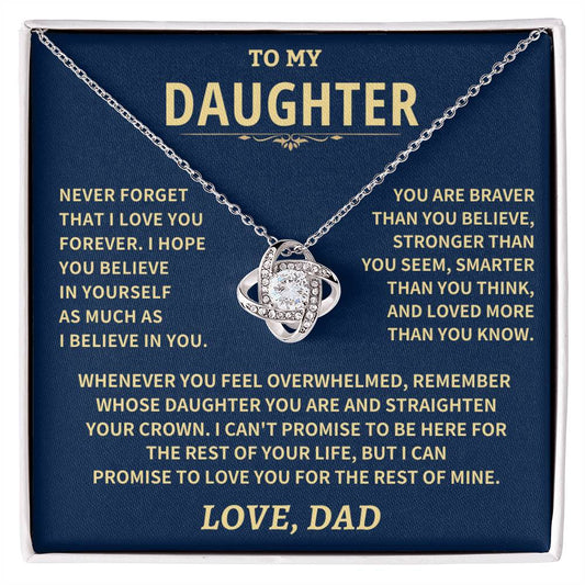 Daughter Gift From Dad, "Never Forget That I Love You" Jewelry