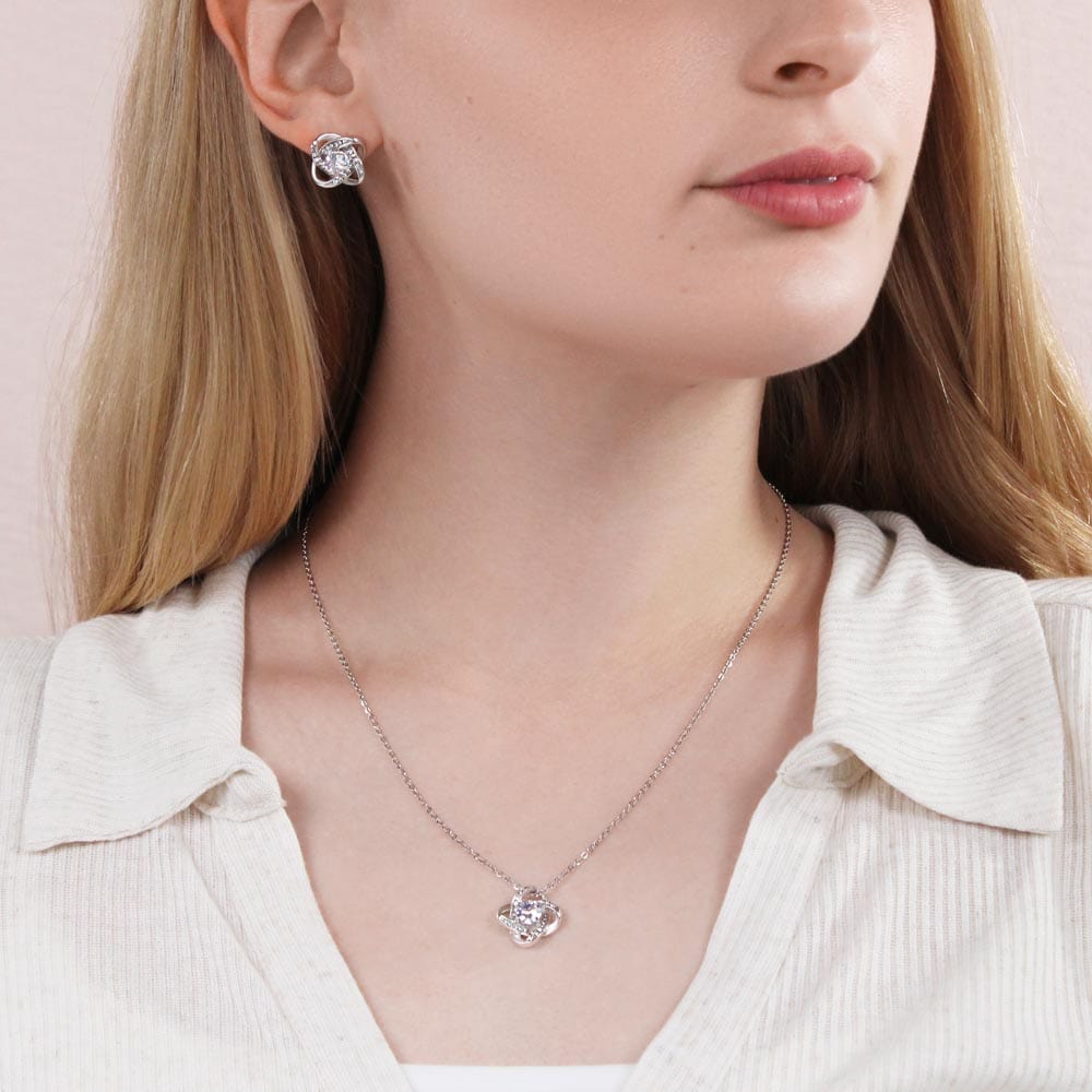 Future Wife Gift -Knot Earrings and Necklace Bundle Jewelry