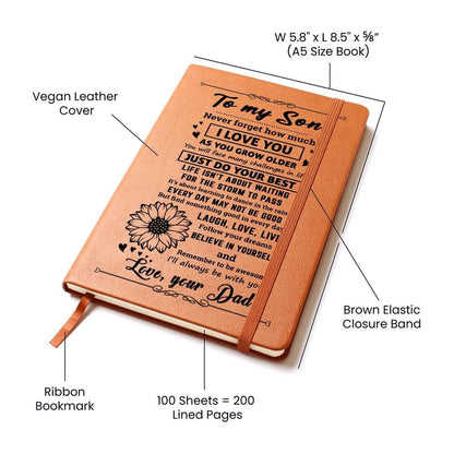 Son Gift From Dad, "Believe In Yourself", Graphic Journal Jewelry