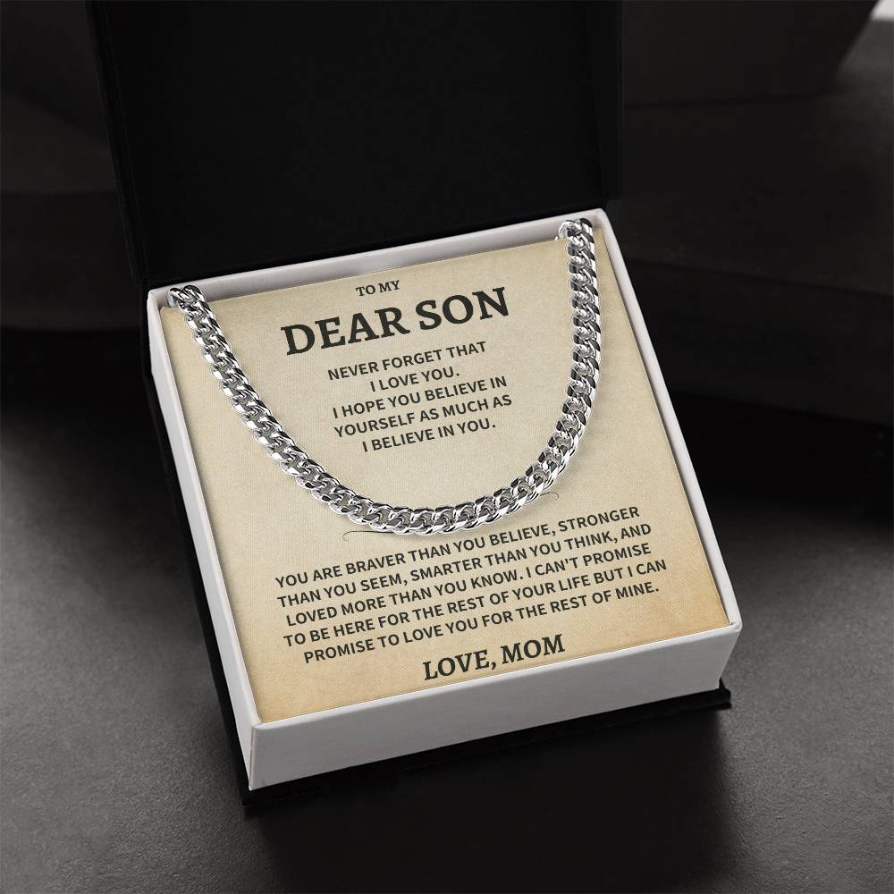 Son Gift-Never Forget-From Mom Jewelry