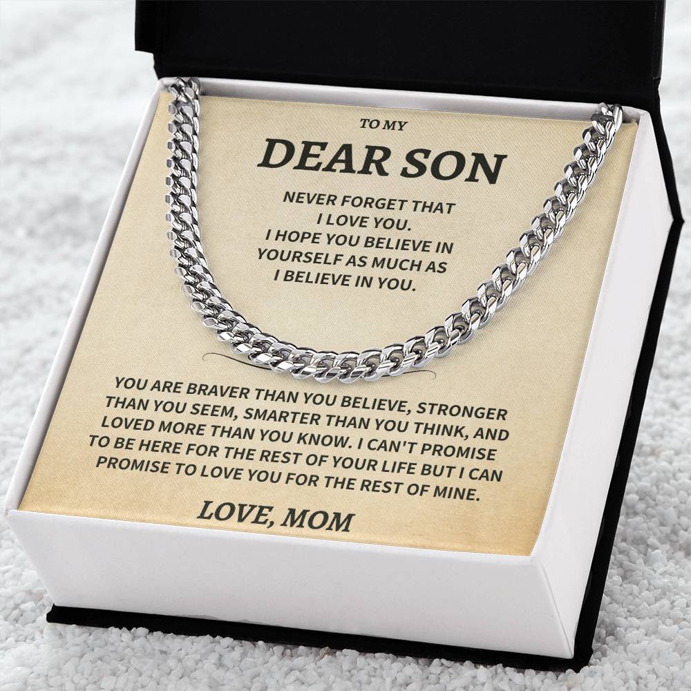 Son Gift-Never Forget-From Mom Jewelry