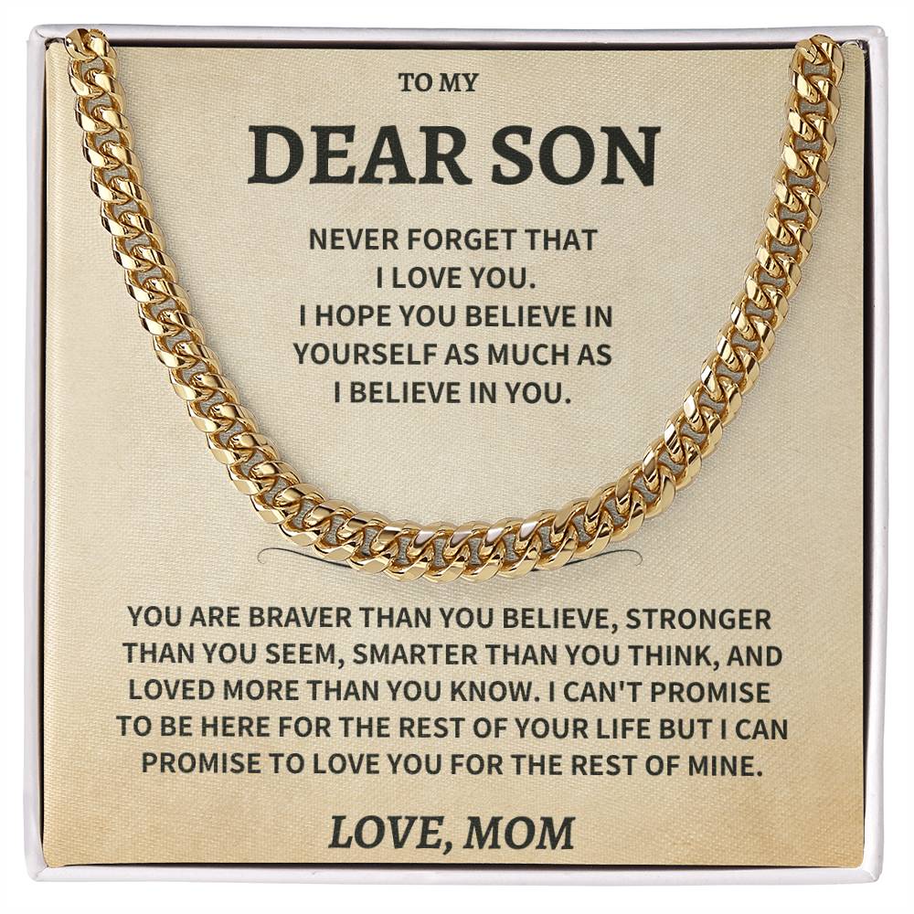 Son Gift-Never Forget-From Mom Jewelry