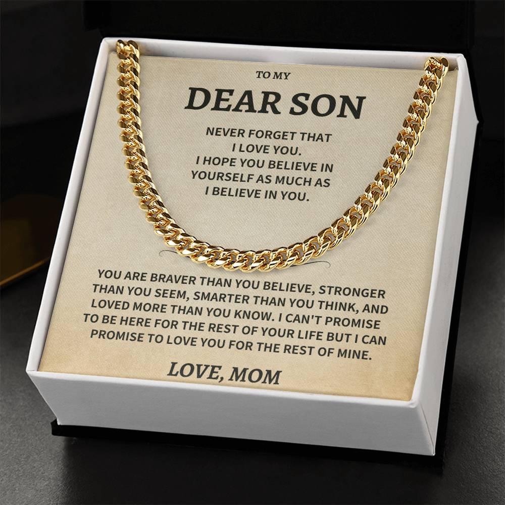 Son Gift-Never Forget-From Mom Jewelry