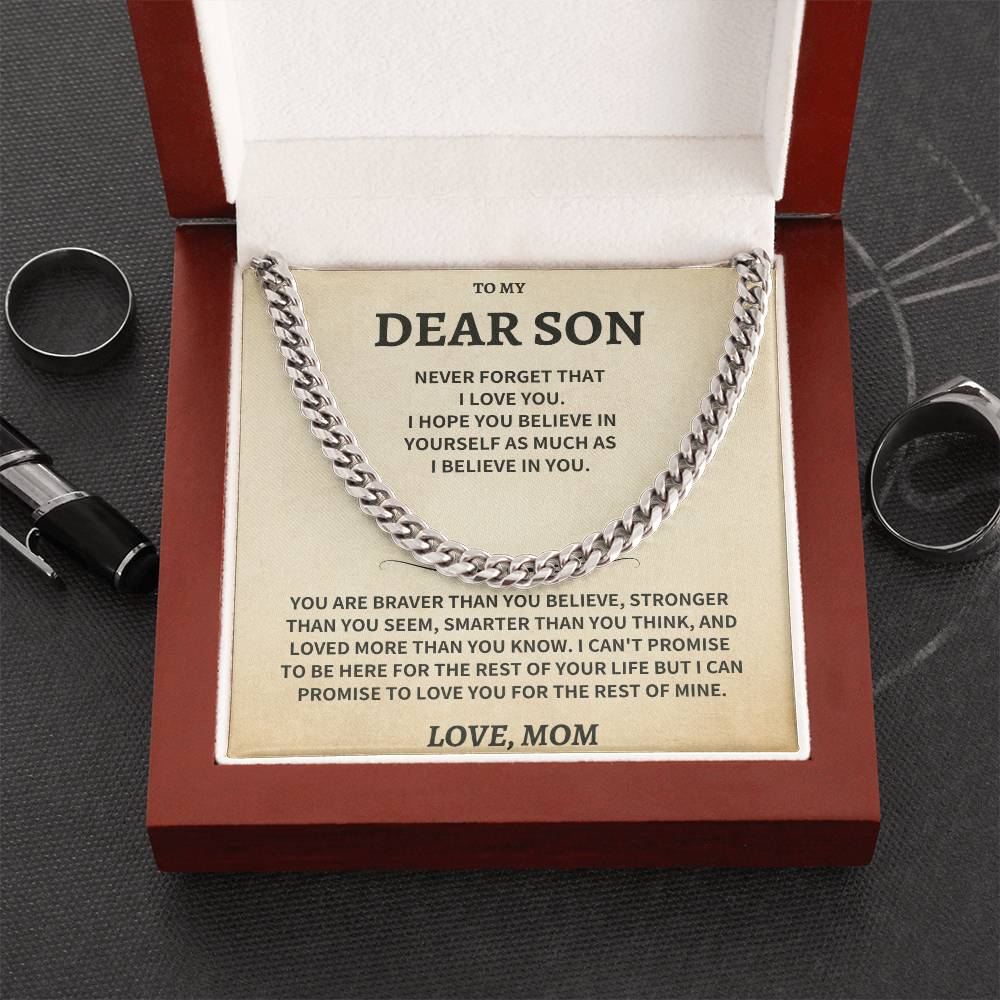 Son Gift-Never Forget-From Mom Jewelry