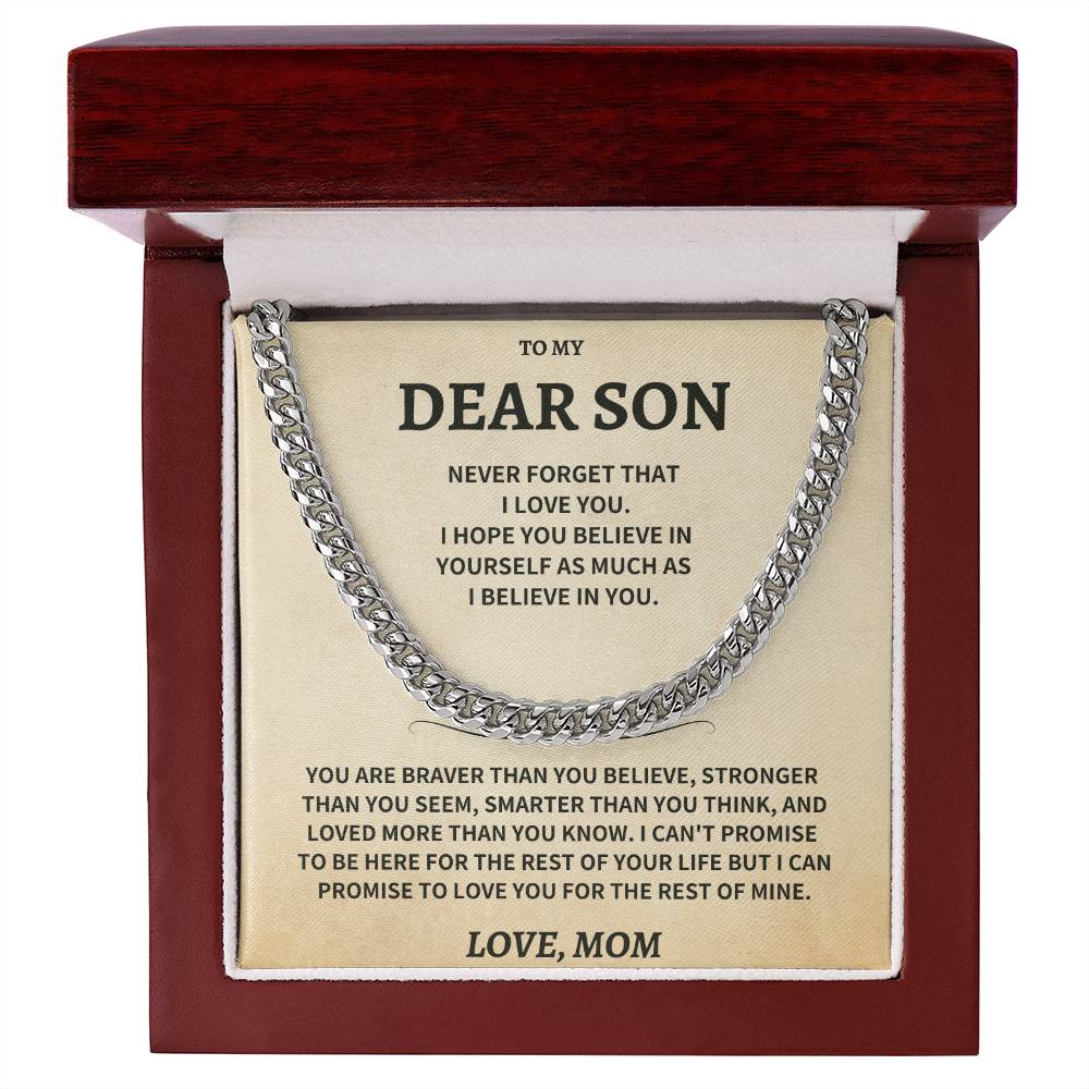 Son Gift-Never Forget-From Mom Jewelry