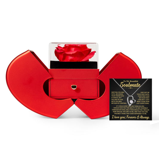 Soulmate Gift, Heart Rose Box Jewelry