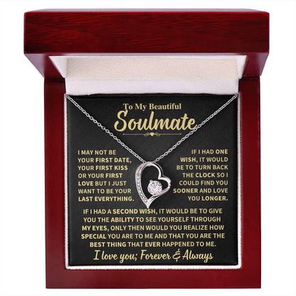 To My Soulmate Gift, "Forever and Always" Heart Necklace Jewelry