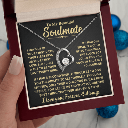 To My Soulmate Gift,"Forever and Always" Heart Necklace Jewelry