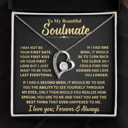 To My Soulmate Gift,"Forever and Always" Heart Necklace Jewelry