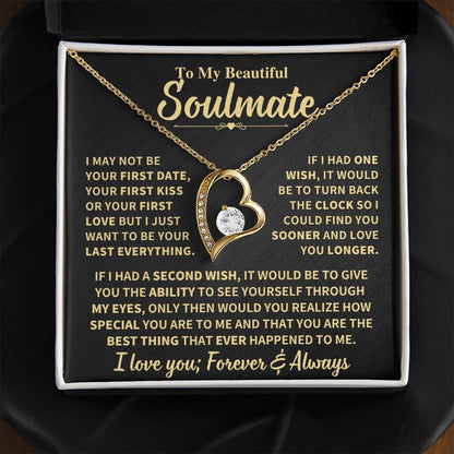 To My Soulmate Gift,"Forever and Always" Heart Necklace Jewelry