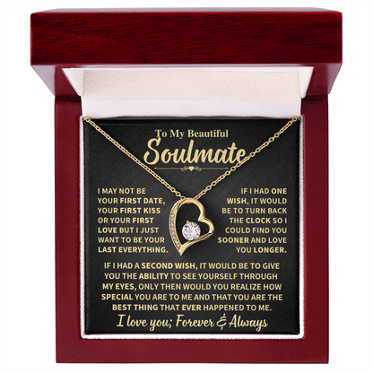 To My Soulmate Gift,"Forever and Always" Heart Necklace Jewelry