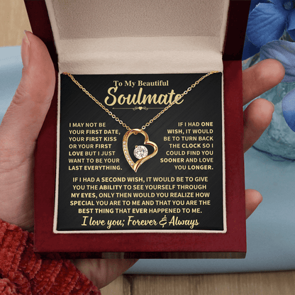 To My Soulmate Gift,"Forever and Always" Heart Necklace Jewelry