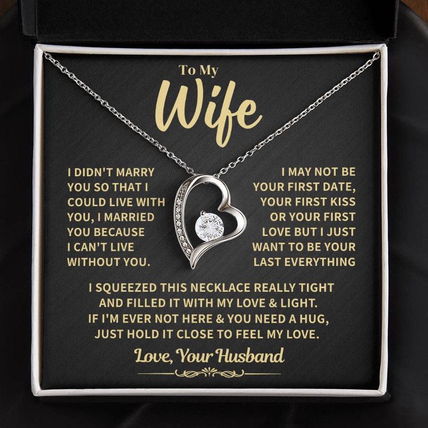 To My Wife Gift, "Can't Live Without You" Heart Necklace Jewelry