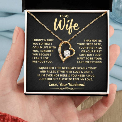 To My Wife Gift,"Can't Live Without You" Heart Necklace Jewelry