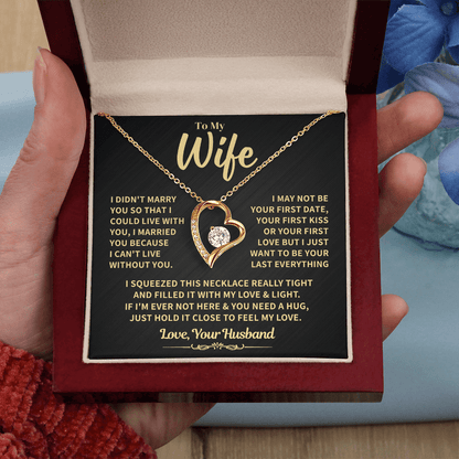 To My Wife Gift,"Can't Live Without You" Heart Necklace Jewelry