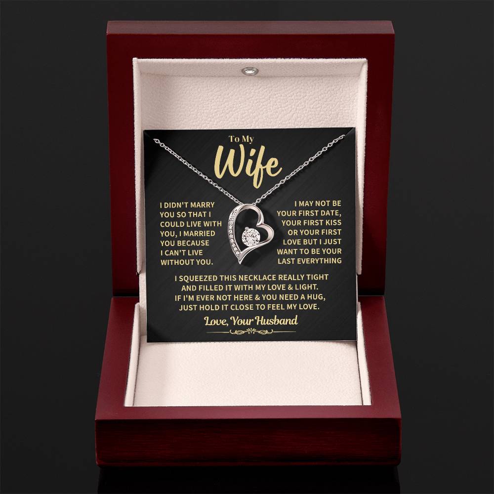 To My Wife Gift,"Can't Live Without You" Heart Necklace Jewelry