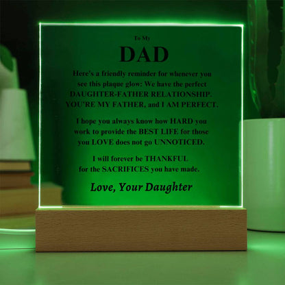Dad Gift, From Daughter plaque