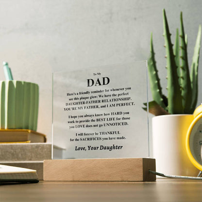 Dad Gift, From Daughter plaque