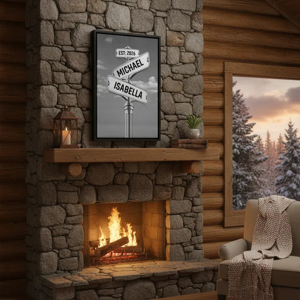 Personalized Couple Street Sign Canvas – Custom Names & Established Date Romantic Wall Art Gift Prints
