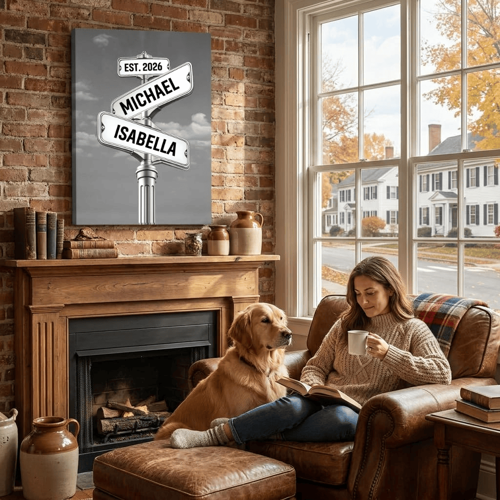Personalized Couple Street Sign Canvas – Custom Names & Established Date Romantic Wall Art Gift Prints