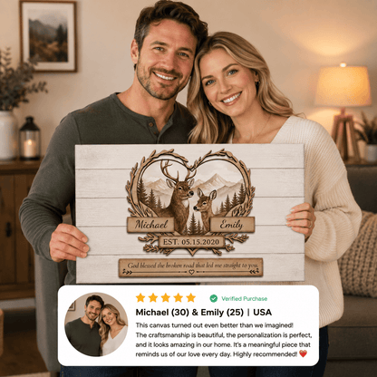 Personalized Deer Couple Canvas Wall Art Prints