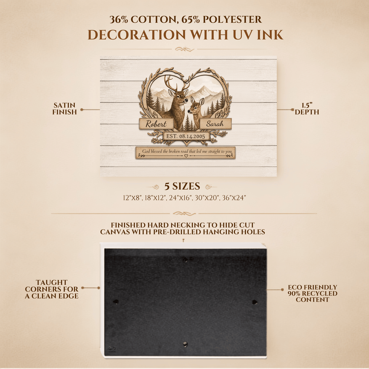 Personalized Deer Couple Canvas Wall Art Prints
