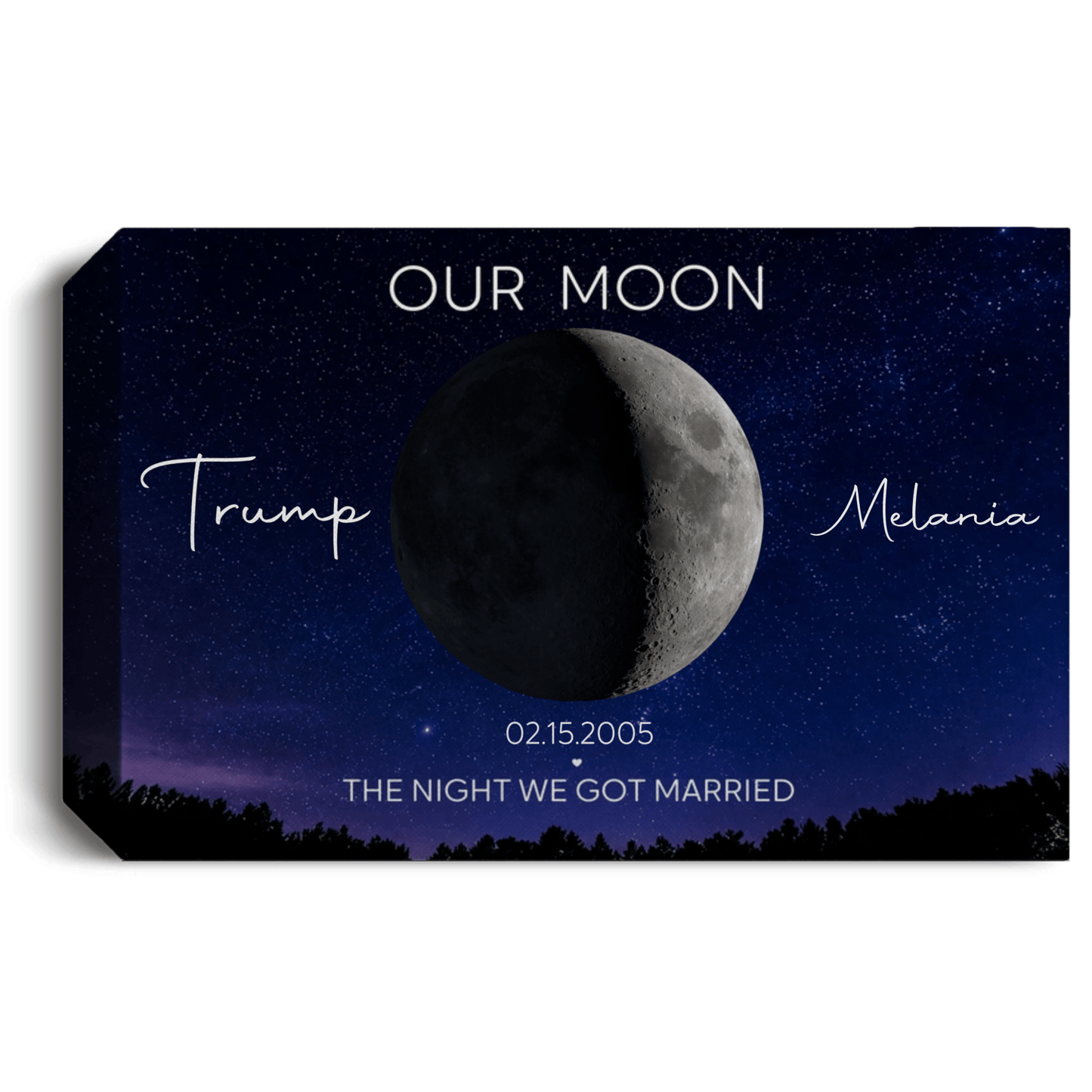 Personalized Moon Phase Canvas Print – Custom Couple Names & Date Wall Art | Night We Got Married Gift | Anniversary Canvas Prints