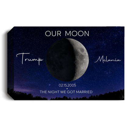 Personalized Moon Phase Canvas Print – Custom Couple Names & Date Wall Art | Night We Got Married Gift | Anniversary Canvas Prints