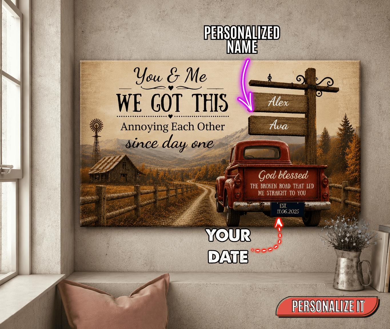 Rustic relationship keepsake celebrating love and laughter