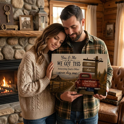 Personalized You & Me We Got This Canvas – Custom Couple Farmhouse Truck Anniversary Wall Art Prints