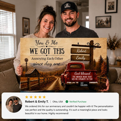 Personalized You & Me We Got This Canvas – Custom Couple Farmhouse Truck Anniversary Wall Art Prints