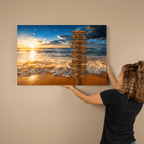 Personalized Beach Family Canvas | Custom Family Name Ocean Wall Art | Family Signpost Canvas | Personalized Family Gift Wall Art
